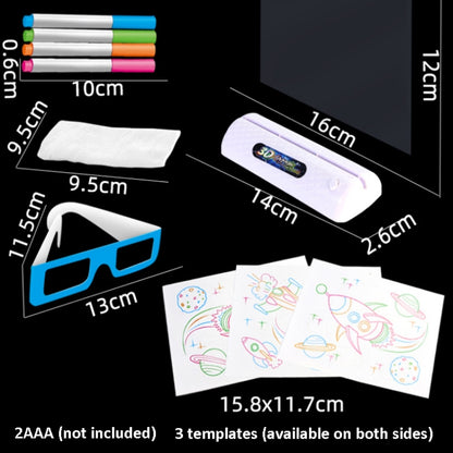 3D Fluorescent Drawing Board Magic Luminous Three-Dimensional Writing Board Graffiti Board Lighting Puzzle Children Drawing Board,Style:, Medium  Drawing Board (Space Version), Medium Drawing Board (Dinosaur Version)