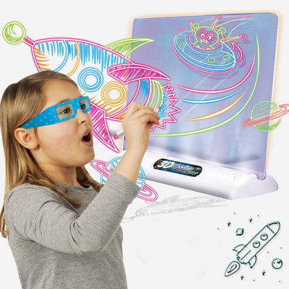 3D Fluorescent Drawing Board Magic Luminous Three-Dimensional Writing Board Graffiti Board Lighting Puzzle Children Drawing Board,Style:, Medium  Drawing Board (Space Version), Medium Drawing Board (Dinosaur Version)