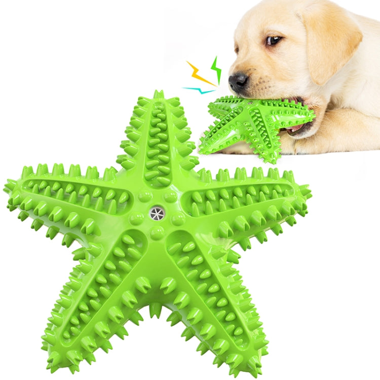 Starfish Voice Pet Dog Toy Molar Stick Leaking Food Dog Toothbrush, Lake Blue, Yellow, Green