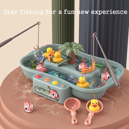 Play House Children Educational Electric Cycle Rotating Fishing Station Summer Water Game Toy Set, Green 6 Ducks, Pink 6 Ducks, Green 3 Fish 3 Ducks, Pink 3 Fish 3 Ducks