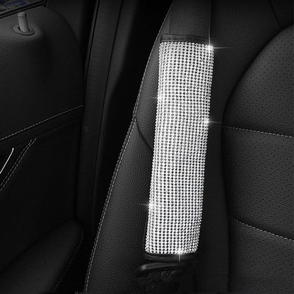 2 PCS Car Diamond-Studded Interior Products Personalized Protective Sleeve, Shoulder Guard, Handbrake Cover, Gear Cover, Parking Space Pull Cover