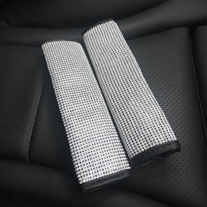 2 PCS Car Diamond-Studded Interior Products Personalized Protective Sleeve, Shoulder Guard, Handbrake Cover, Gear Cover, Parking Space Pull Cover