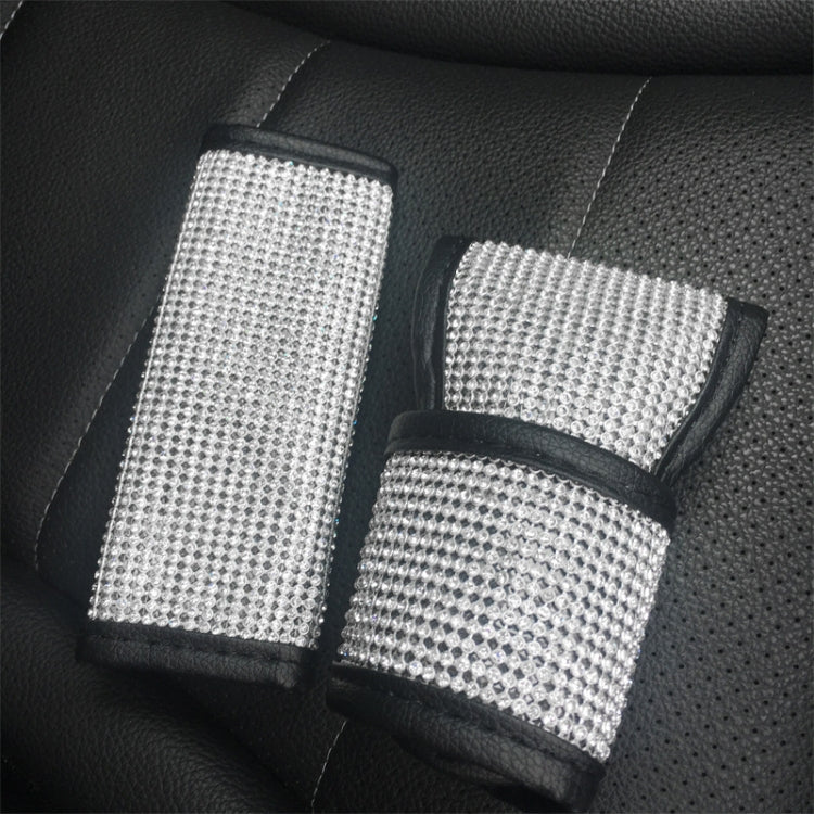 2 PCS Car Diamond-Studded Interior Products Personalized Protective Sleeve, Shoulder Guard, Handbrake Cover, Gear Cover, Parking Space Pull Cover