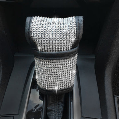 2 PCS Car Diamond-Studded Interior Products Personalized Protective Sleeve, Shoulder Guard, Handbrake Cover, Gear Cover, Parking Space Pull Cover