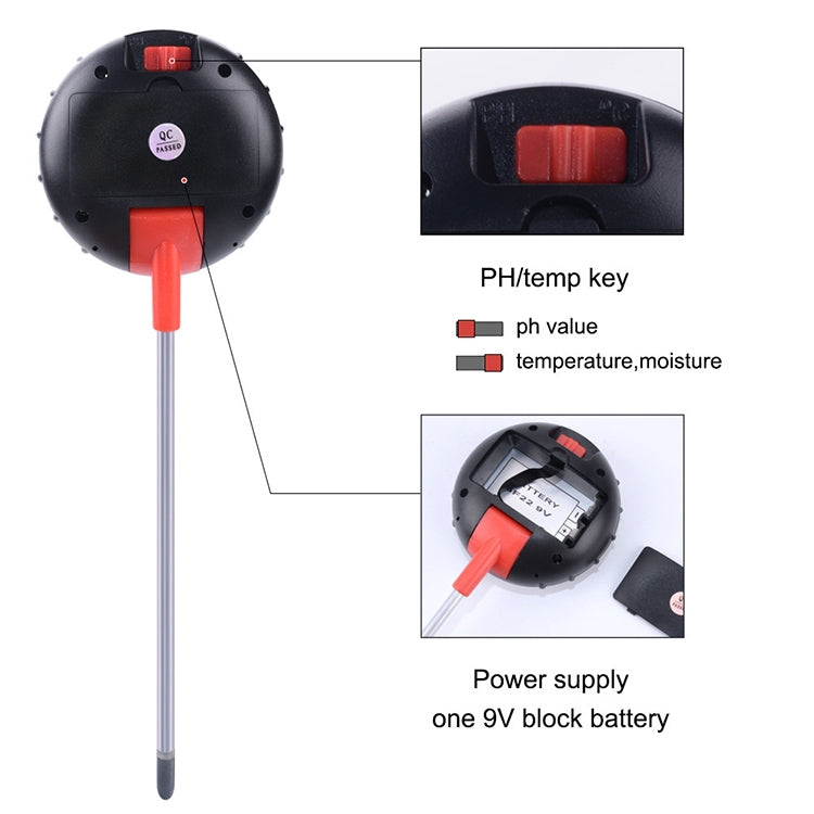 Five-In-One Soil Meter PH Humidity Temperature Photometry Detector PH Photometry Multifunctional Detector, 5 In 1