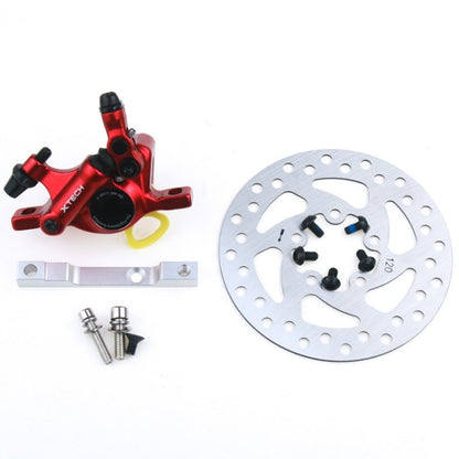 3 in 1 Scooter Modified Hydraulic Brake + 120mm Disc Brake Disc + Modified Seat Set For Xiaomi Mijia M365 Pro, Red Brake + Silver Adapter, Red Brake + Black Adapter, Black Brake + Silver Adapter, Black Brake + Black Adapter