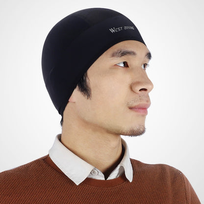 WEST BIKING Summer Riding Ice Silk Cap Windproof Hood Thin Inner Cap Breathable And Quick-Drying Helmet Lining Cap, Helmet Lining Cap(Black)
