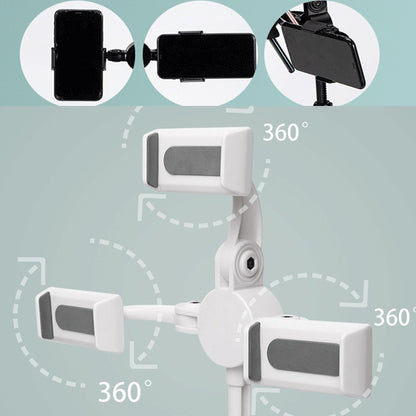 Telescopic Adjustment Live Frame Desktop Tablet Mobile Phone Bracket, Specification:, K06 Three-seat  (Black), K06 Three-seat (White), K07 Three-seat With Fill Light  (Black), K07 Three-seat With Fill Light (White), K05 Flat Plate  (Black Green)