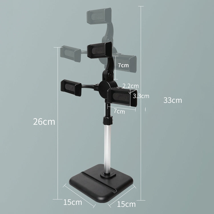 Telescopic Adjustment Live Frame Desktop Tablet Mobile Phone Bracket, Specification:, K06 Three-seat  (Black), K06 Three-seat (White), K07 Three-seat With Fill Light  (Black), K07 Three-seat With Fill Light (White), K05 Flat Plate  (Black Green)