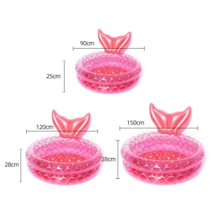 Inflatable Mermaid Shape Pool Home Children Baby Pink Round Swimming Pool Floating Air Cushion, 90cm, 120cm, 150cm