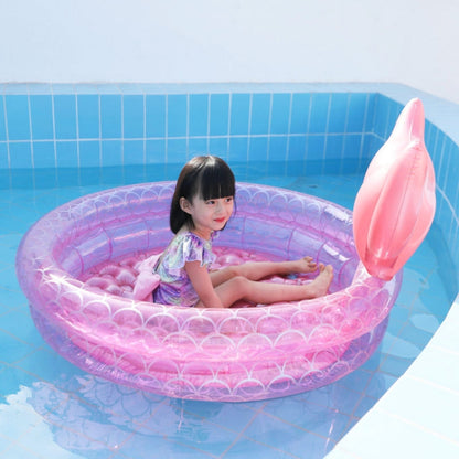 Inflatable Mermaid Shape Pool Home Children Baby Pink Round Swimming Pool Floating Air Cushion, 90cm, 120cm, 150cm