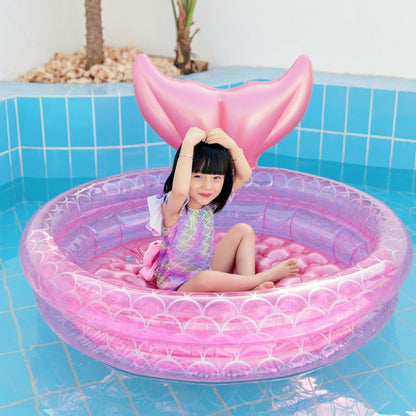 Inflatable Mermaid Shape Pool Home Children Baby Pink Round Swimming Pool Floating Air Cushion, 90cm, 120cm, 150cm