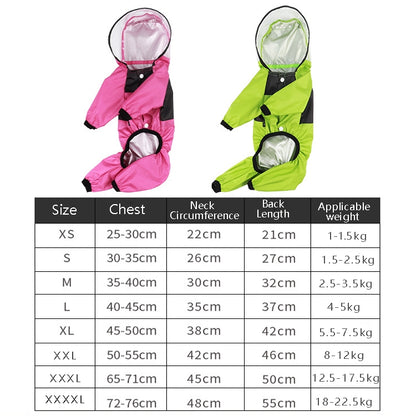 Seasons Universal Raincoat For Dogs Four-Legged Clothing Transparent PU Waterproof Clothing, S, M, L, XL, XXXL, XXXXL
