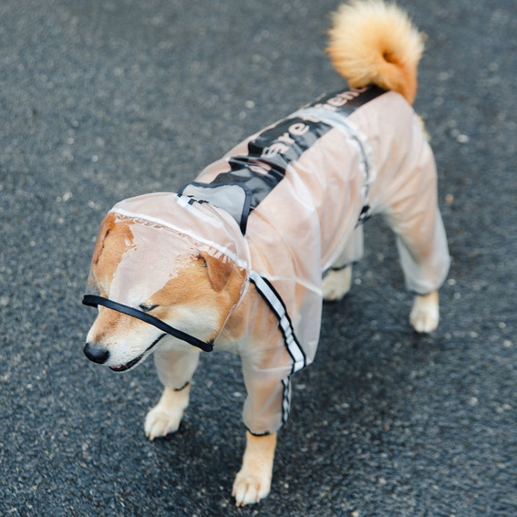Dog Raincoat Four Foot Waterproof Transparent Reflective Poncho, XS, M, L, XL