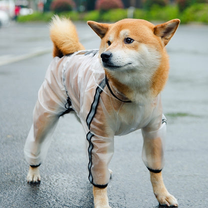 Dog Raincoat Four Foot Waterproof Transparent Reflective Poncho, XS, M, L, XL