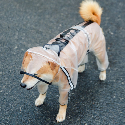 Dog Raincoat Four Foot Waterproof Transparent Reflective Poncho, XS, M, L, XL