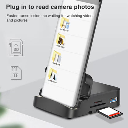 7 In 1 USB-C / Type-C To 2 USB 2.0 + USB 3.0 + 4K HDMI + SD / TF Card Slot + PD USB-C / Type-C Charging Ports Multifunctional HUB Docking Station With Holder, 7 In 1