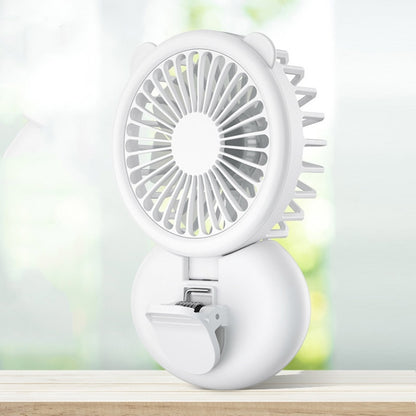 D11 Fill Light Clip Hanging Neck Fan Handheld Folding Mini USB Desktop Fan, D11 Pink, D11 Green, D11 White