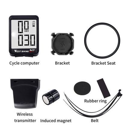 WEST BIKING Mountain Road Bike Wireless Big Character Table Big Screen Waterproof Night Light Speed Speedometer, Night Light Speed Speedometer(Green), Night Light Speed Speedometer(Black), Night Light Speed Speedometer(Red)