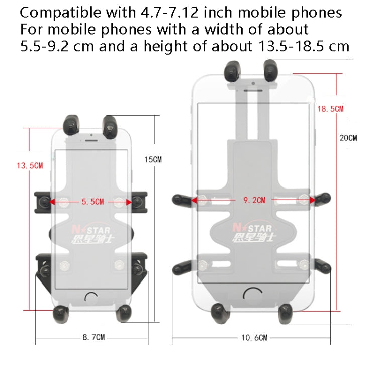 N-STAR NJN001 Motorcycle Bicycle Compatible Mobile Phone Bracket Aluminum Accessories Riding Equipment, Aluminum (With T Head), Aluminum (With Crooked Ball Head), Aluminum (With Pump Cover), Aluminum (With Expansion Head ), Aluminum (With M10 Ball)
