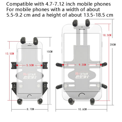 N-STAR NJN001 Motorcycle Bicycle Compatible Mobile Phone Bracket Aluminum Accessories Riding Equipment, Aluminum (With T Head), Aluminum (With Crooked Ball Head), Aluminum (With Pump Cover), Aluminum (With Expansion Head ), Aluminum (With M10 Ball)