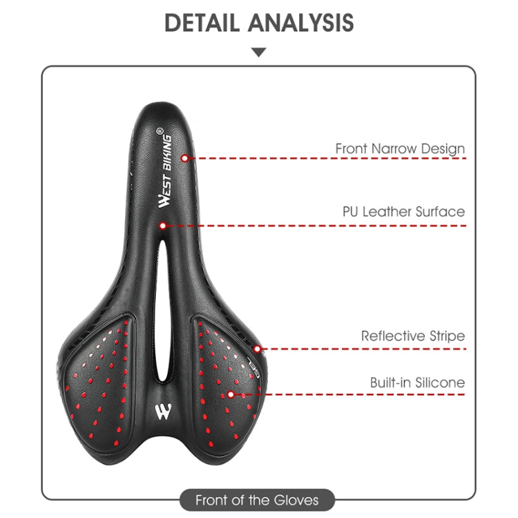 WEST BIKING YP0801086 Silicone Thickened Soft And Comfortable Bicycle Seat, YP0801086
