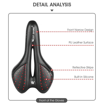 WEST BIKING YP0801086 Silicone Thickened Soft And Comfortable Bicycle Seat, YP0801086