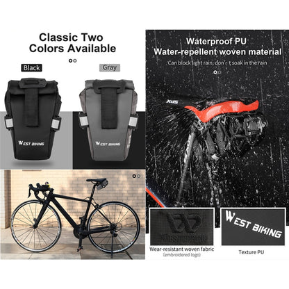 WEST BIKING YP0707249 Bicycle Folding Tail Bag Riding Equipment, YP0707249 (Black), YP0707249 (Gray)