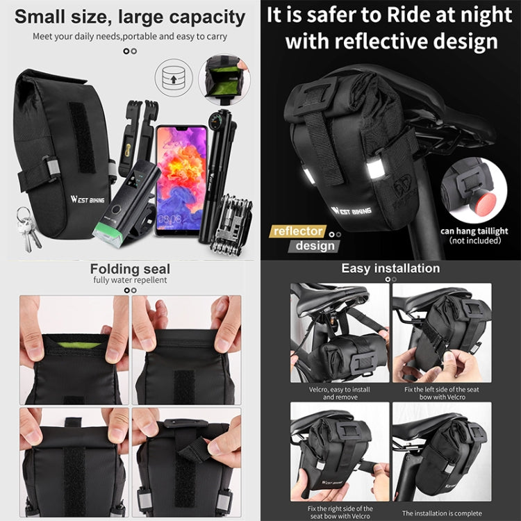 WEST BIKING YP0707249 Bicycle Folding Tail Bag Riding Equipment, YP0707249 (Black), YP0707249 (Gray)