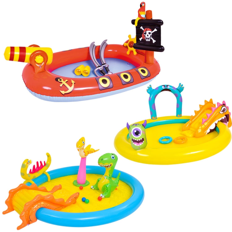 Home Large Cartoon Animal Drama Pool Water Spray Inflatable Swimming Pool Slide Pool, Cartoon Swimming Pool (Pirate)