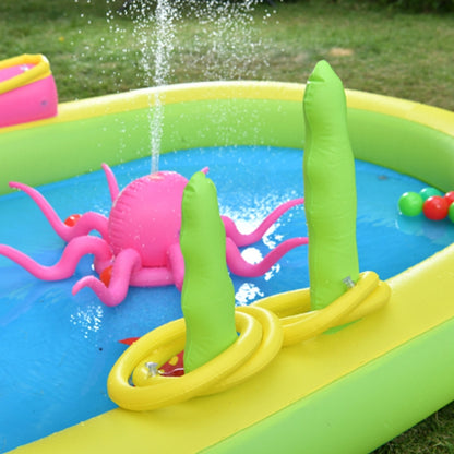 Home Large Cartoon Animal Drama Pool Water Spray Inflatable Swimming Pool Slide Pool, Cartoon Swimming Pool (Pirate)