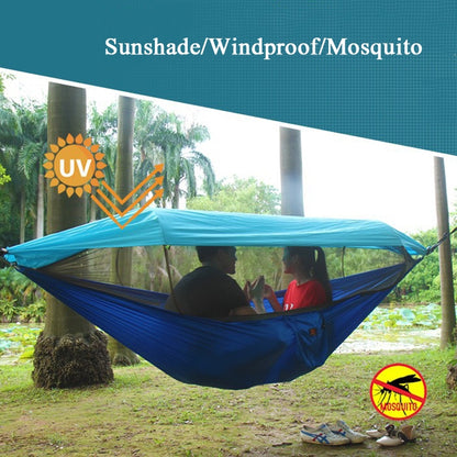 Parachute Cloth Anti-Mosquito Sunshade With Mosquito Net Hammock Outdoor Single Double Swing Off The Ground Aerial Tent, 270x140cm (Blue / Light Blue), 270 x 140cm (Pink Blue)