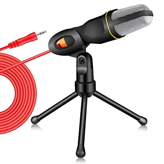 SF-666 Computer Voice Microphone With Adapter Cable Anchor Mobile Phone Video Wired Microphone With Bracketcket, Black