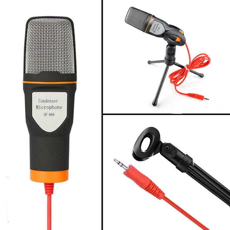 SF-666 Computer Voice Microphone With Adapter Cable Anchor Mobile Phone Video Wired Microphone With Bracketcket, Black