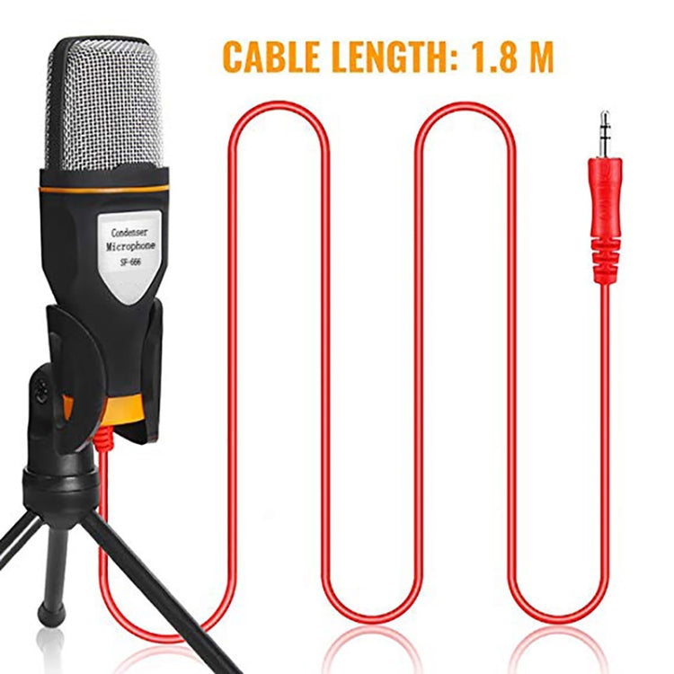 SF-666 Computer Voice Microphone With Adapter Cable Anchor Mobile Phone Video Wired Microphone With Bracketcket, Black