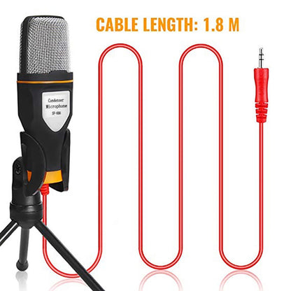 SF-666 Computer Voice Microphone With Adapter Cable Anchor Mobile Phone Video Wired Microphone With Bracketcket, Black