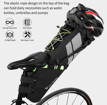 West Biking Bicycle Bag Full Waterproof Reflective Tail Bag Long-Distance Capacity Rear Seat Bag, 10L