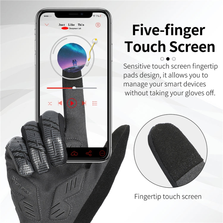 WEST BIKING YP0211207 Riding Full Finger Gloves Road Bike Mountain Bike Locomotive Shock Absorber Gloves, M, L, XL