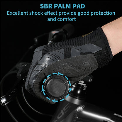 WEST BIKING YP0211207 Riding Full Finger Gloves Road Bike Mountain Bike Locomotive Shock Absorber Gloves, M, L, XL