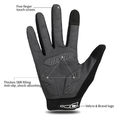 WEST BIKING YP0211207 Riding Full Finger Gloves Road Bike Mountain Bike Locomotive Shock Absorber Gloves, M, L, XL