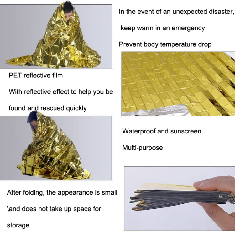 Outdoor Survival Emergency Insulation Blanket Gold Silver Double-Sided Moisture-Proof Mat, Size: 2.2x1.6m, 220x160cm