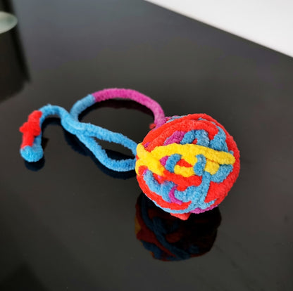5 PCS Cat Toy Ball Cat Molar Play Wool Ball, Brown Black White, Pink Yellow Blue, Yellow Blue Black Red, White Purple Blue, Red Yellow Blue Purple