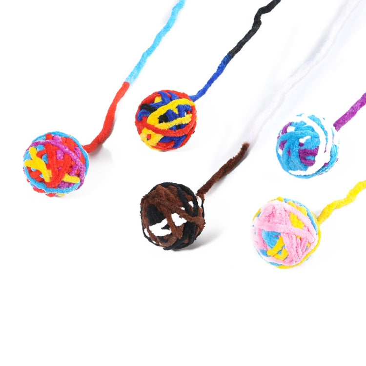 5 PCS Cat Toy Ball Cat Molar Play Wool Ball, Brown Black White, Pink Yellow Blue, Yellow Blue Black Red, White Purple Blue, Red Yellow Blue Purple