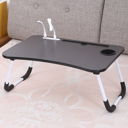 USB Folding Computer Desk With Fan & Lamp, Size: 60x40x28cm, Cool Black, Teenage Pink, Sky Blue, White Maple, Walnut, Eye Grotection Green