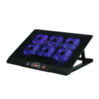 NUOXI M8 Laptop Radiator Multi-Angle Adjustment Six Fan Touch Screen Button Bracket, Blue, Black