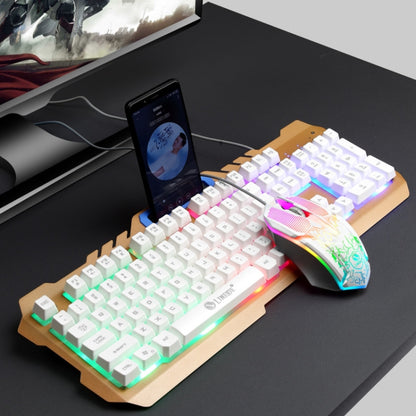 LIMEIDE T21 104Keys Wired Gaming Backlit Computer Manipulator Keyboard and Mouse Set, Cable Length: 1.4 m, Black, White