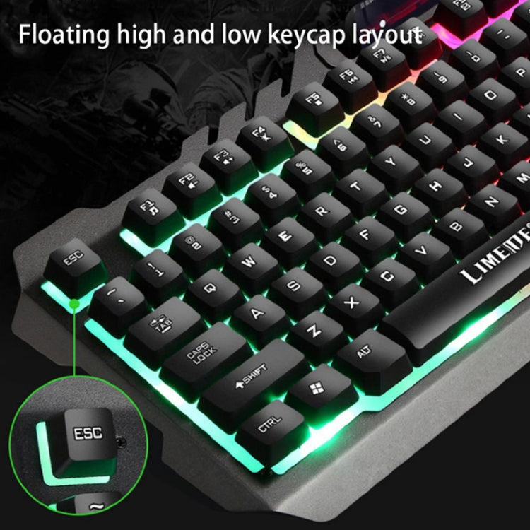 LIMEIDE T21 104Keys Wired Gaming Backlit Computer Manipulator Keyboard and Mouse Set, Cable Length: 1.4 m, Black, White
