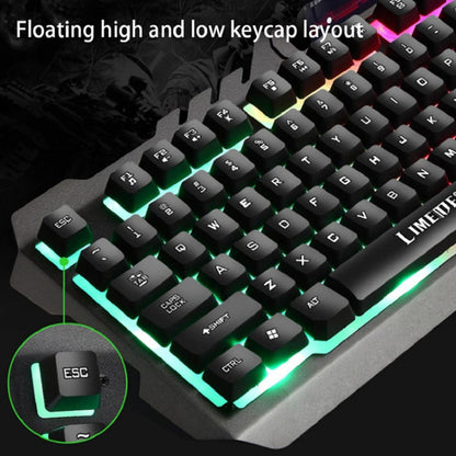 LIMEIDE T21 104Keys Wired Gaming Backlit Computer Manipulator Keyboard and Mouse Set, Cable Length: 1.4 m, Black, White