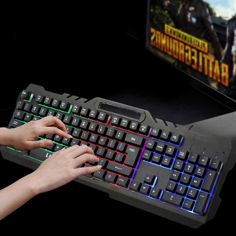 LIMEIDE T21 104Keys Wired Gaming Backlit Computer Manipulator Keyboard and Mouse Set, Cable Length: 1.4 m, Black, White