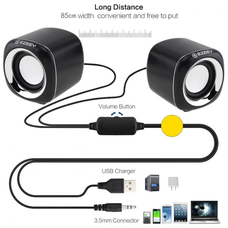 YEEZE A1 Multimedia USB2.0 Desktop Speaker Mini Computer Notebook Speaker, White Blue, White Green, White Purple, White Orange, Black Blue, Black Green, Black Purple, Black Prange, Electroplated Black Gold, Electroplated White, Electroplated Black...